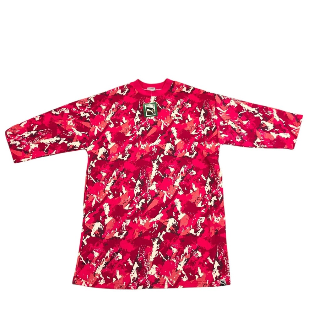 PUMA Women's AOP Archive Logo Dress Size M Love Potion Pink Red Camo Pattern NWT